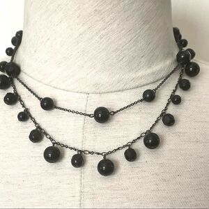 Express black beaded multi strand necklace